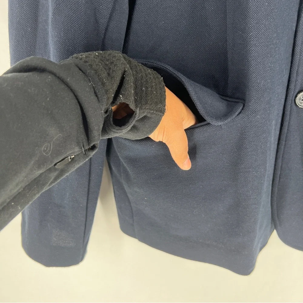 Michael Kors Men's Classic Navy Knit 2 Button‎ Blazer Elbow Patches Size L